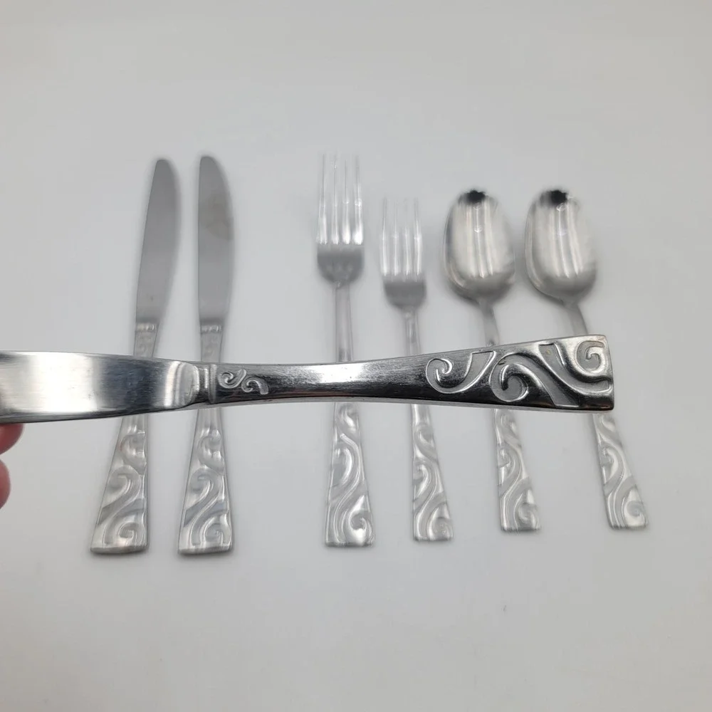 7pc Oneida Stanhope Stainless Flatware Set Dinner Salad Fork Knife Tablespoon